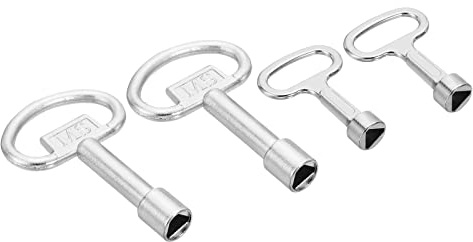 PATIKIL 8mm 9mm Triangle Socket Spanner Key, 1 Set/4Pcs Electrical Cabinet Gas Water Meter Key for Elevator Emergency Lift Door Triangle Panel Lock, Silver