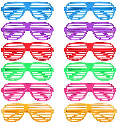 YSTrillion Occhiali Al Neon,12 Pezzi Persiane Occhiali da Festa Colorati,Stile Discoteca,Regali per Feste, Adatti per Balli,Servizi Fotografici E Feste Varie