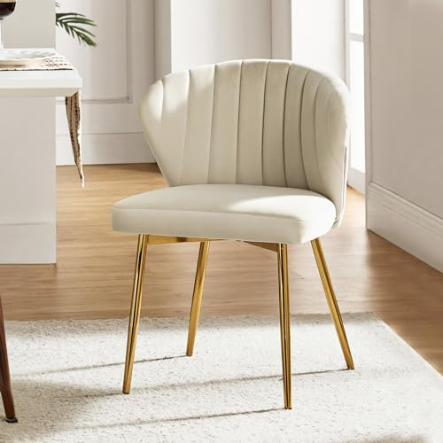 HULALA HOME Esszimmerstühle Modern Küchenstühle aus Samt Stühle Esszimmer mit Metallbeine Esstisch Stühle Schminktisch Stuhl für Wohnzimmer, Beige