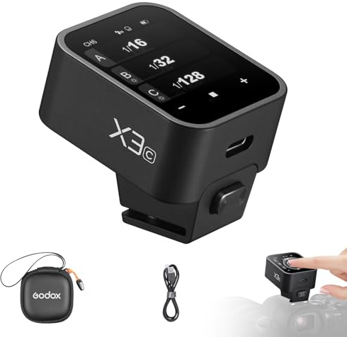 Godox X3-C Auslöser Déclencheur Grand Écran Tactile OLED TTL Flash Automatique Système sans Fil X 2.4GHz Tcm Konvertierung Batterie Li-ION Intégrée USB Anschluss Kompatibel pour Canon Kamera