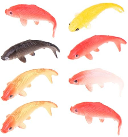 COSMEVIVI 8 Stück Simuliertes Koi Modell Puppenhaus Schickes Karpfen Haushalts Aquarium Mini Zubehör Mini Fischfigur Kunststoff Tierdekoration Aquarium Fisch Winzige