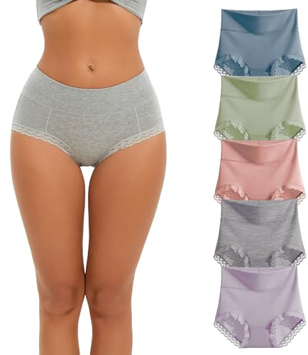 WEASIC Culotte Femme Coton Taille Haute – Culotte sans Couture Femme Invisible Slip Femme Coton Confort Culotte Femme Grande Taille (Paquete de 5, Multicolore 1, XXL)
