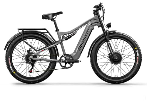 Shengmilo S600 Vélo électrique pour adultes, pneu large de 26 pouces tout terrain, vélo électrique à double moteur, VTT électrique, batterie lithium-ion amovible de 48 V * 1