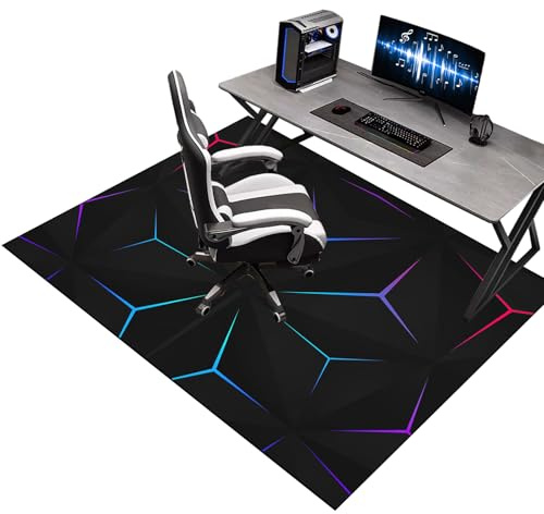 Alfombra Silla Gaming 60 x 80 cm, Alfombrilla para Silla de Oficina, Protector Suelo Silla Ruedas, Alfombra para protección de Suelos Duros, Antideslizante Tapete de Protección de Madera/baldosas