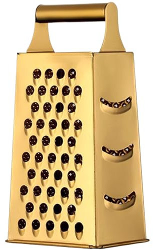 Grattugia di formaggio, grattugia in acciaio inossidabile con 4 lati e maniglia la affettatore di verdure da 9,3 pollici grattugiar per cucina, formaggio, verdure, patate, oro allo