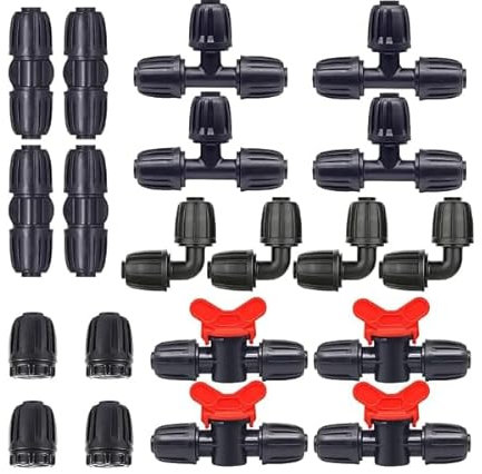 20 Piezas Conectores de Púas Irrigación por Goteo, Irrigación Goteo Sistema Riego Tubería Manguera Distribución Conectores Conexiones para Irrigación Riego, 1/2 Pulgadas