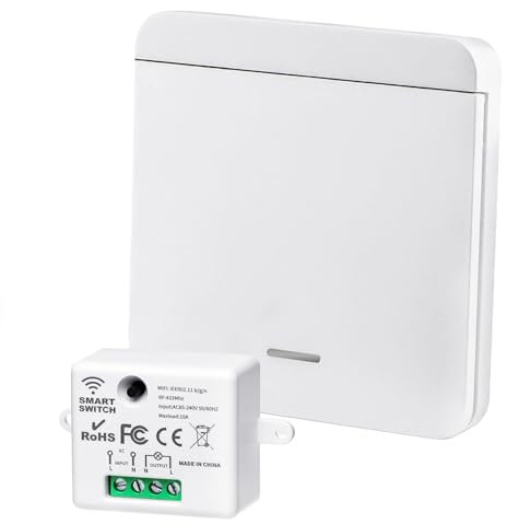 yivom Kit Interrupteur Sans Fil, Interrupteur D'éClairage Sans Fil PortéE De 50 MèTres, Rf éMetteur Radio 433mhz 10a Smart Life(Blanc)