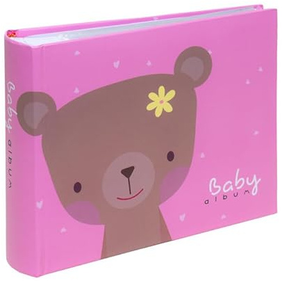 Baby Photo Album for 6x4 Photos - Easy to Fill Slip in Method & Book Bound Baby Girl Photo Album with Writing Space | Store 100 Pictures in a Traditional & Timeless Design | Gift Idea for Newborn