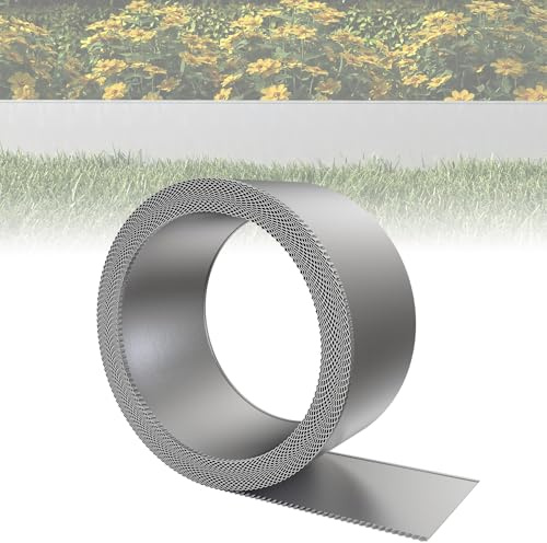 ACXIN metall gräskant 15 cm hög, galvaniserad yta – mångsidig rabattkant för barkmulch, som klippkant eller trädring, robust, flexibel och snabb att installera (20 m)