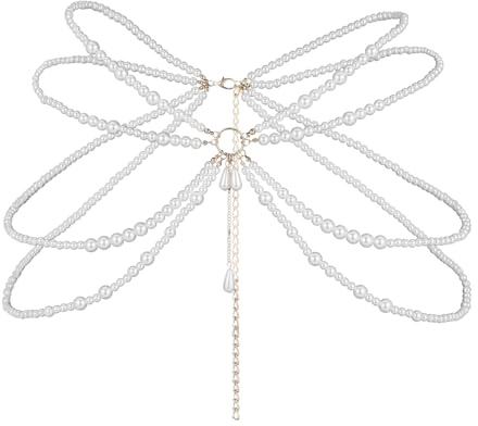 Mehrlagige Gold Perlen Taillenkette, Verstellbare Bauchkette Damen, Perlen Körperkette, Sexy Bikini Taillenperlen, Waist Chain, Kettengürtel, Schmuck für Frauen Kleider Jeans Körper