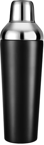 Etens Insulated Cocktail Shaker Black - 23oz Double Wall Vacuum Stainless Steel Martini Shaker with Built-in Strainer & Jigger Lid, Pro Leak-Proof Weighted Shaker for Home Bar, Premium Bar Gift Set