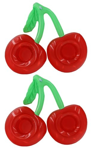 BESPORTBLE 2 pezzi Porta Bevande Gonfiabile Forma di Ciliegia Doppia Bocca Supporto Galleggiante per Piscina Resistente PVC per Feste Estive e Decorazioni Mare