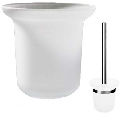 Foonary toalettborsthållare, toalettborsthållare av glas, toalettborst-baskopp, toalettborste, reservhållare, frostat glas, toalettborstskål utan borrning, toalettborstkopp badrumstillbehör