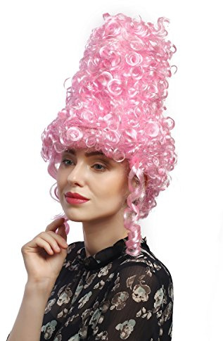 WIG ME UP- DH1032-PC28 Peluca Mujeres Carnaval Halloween cardado Peinado Colmena Barroco Renacimiento Rosa Claro 35 cm