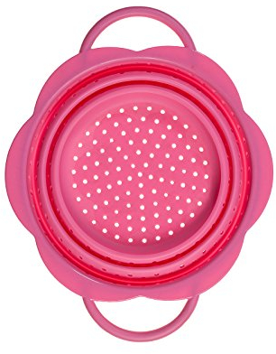 Kochblume Faltsieb S | Premium-Silikon | Hitzebeständig | Spülmaschinenfest | Platzsparend | Farbe: pink