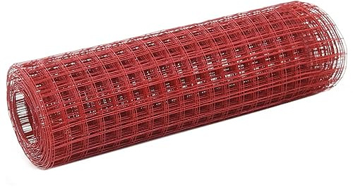 vidaXL Hönsnät stål med PVC-beläggning 10x0,5 m röd