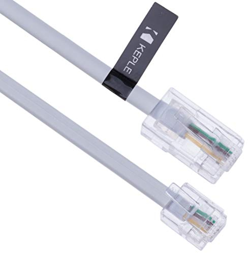 2m RJ11 a RJ45 Cable Módem Ethernet Teléfono de Datos ADSL Parche Banda Ancha Alta Velocidad BT Conexión a Internet 6P4C to 8P8C Piso de Extensión Compatible con Módem, Enrutador, Línea Fija (Blanco)