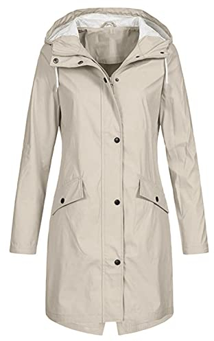 Regenjacke Damen Wasserdicht Atmungsaktiv mit Kapuze Leicht Winddicht Regenmantel Fahrrad Große Größen Wanderjacke Funktionsjacke Übergangsjacke Damenjacken Frühjahr Herbst Lange Outdoorjacke