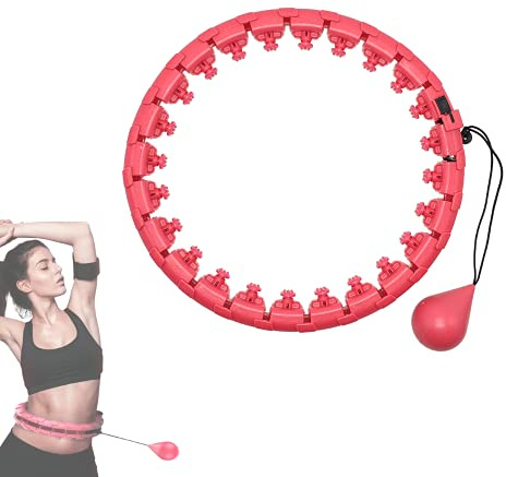 Hula Hoop Fitness con Peso. Aro Fitness Inteligente para Adultos con Masaje 360°. Aro Deportivo con 24 Secciones Ajustable a la Cintura hasta 130 cm de Circunferencia.