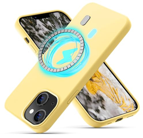 OIIAEE Silicone Case Designed for iPhone 13 Case, Ultra Slim Shockproof Protective Liquid Silicone Phone Case with Soft Anti-Scratch Microfiber Lining, 6.1 inch, Yellow