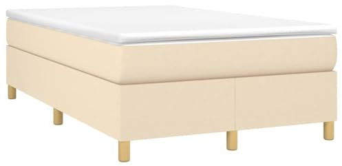 vidaXL Bettgestell, Polsterbett Bett für Schlafzimmer, Bettrahmen mit Lattenrost, Schlafzimmerbett Doppelbett, Creme 120x200cm Stoff