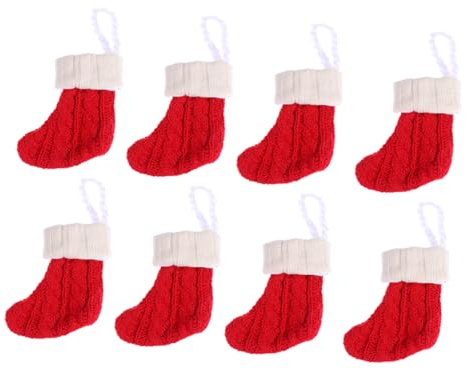 Alipis 8pcs Knitted Christmas Socks Cutlery Holder Festive Tableware Bags for Forks Knives Holiday Silverware Cover for Christmas Dinner Decor