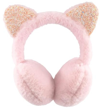 BTHRORO Kids Ear Muffs for winter Cute Cat Earmuffs Plush Warm Ear Muffs Winter Accessories for Women Girls Outdoor Ear Covers