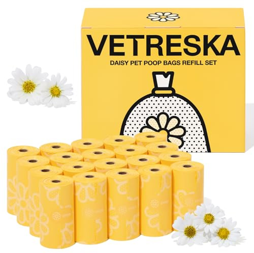 VETRESKA Daisy Scented Dog Poop Bags, 300 Counts, Leak-proof