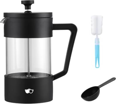 W&M Caffettiera - Caffettiera francese - Pressa francese - French Press - Macchina da caffè manuale - Macchina da caffè in acciaio inox - Vetro Borosilicato - Triplo filtro - Cucchiaio dosatore +