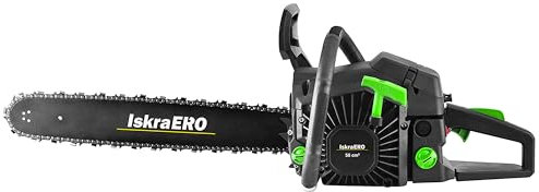 Iskra Profi Benzin Kettensäge, 58 ccm Hubraum Kettensäge Benzin, 10.500 U/min, 50,8 cm Schwertlänge, 2,15 kW, Einfaches Starten, Schwertschutz & Toolkit