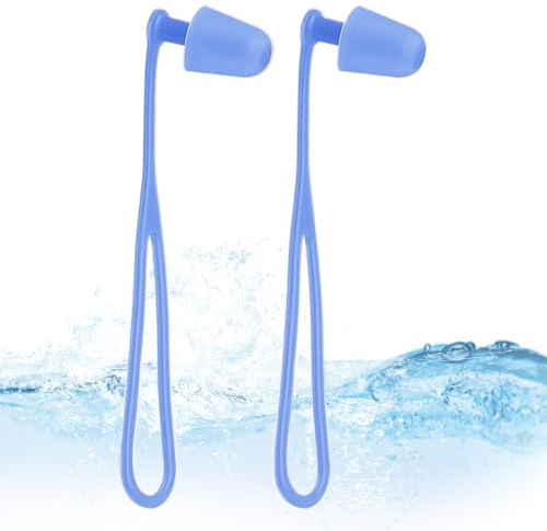 Tapones para los oídos para nadar | Tapones de natación de silicona para adultos - Tapones de protección auditiva impermeables y reutilizables con cordón para adultos y niños