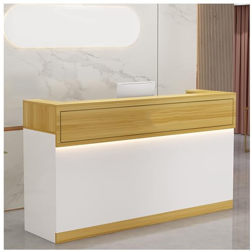 Scrivania per reception con cassetto e armadietto per tastiera, ripiano frontale per ufficio e vendita al dettaglio, elegante tavolo da ricevimento da 120 cm, mobili da reception moderni