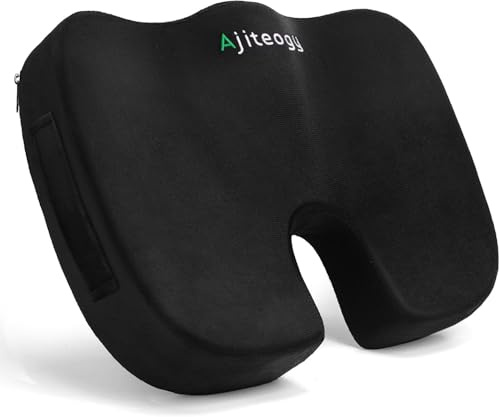 Ajiteogy Cojín de asiento de espuma viscoelástica, cojín ergonómico para silla de oficina, coche y silla de juegos