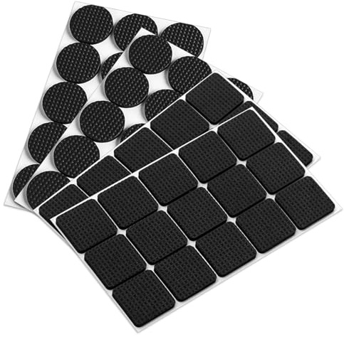 60 Pcs Non Slip Furniture Pads Floor Protectors,Self Adhesive Rubber Feet Pads Furniture Grippers,Dense,Anti Scratches Furniture Feet Protectors for Hardwood Floors(Black,30 Squares and 30 Rounds)