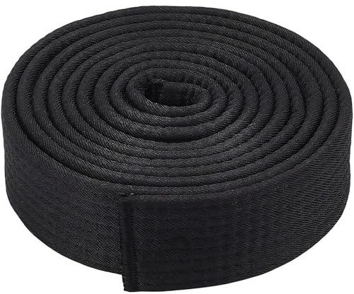 Rayakt 280cm Taekwondo Ranking Belt, Double Wrap Black Belt, Polyester Martial Arts Black Belt for Karate Judo, Universal Training & Competition Belt for Kids & Adults