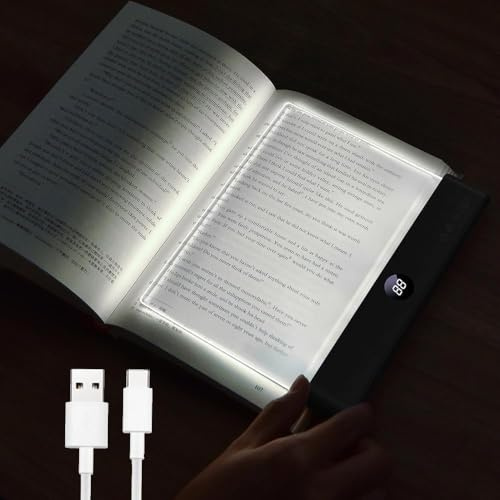 Opdestn Luz Plana para Libros, Lámpara de Lectura Recargable, 3 Colores de Protección Ocula & Temporizador, Panel de Luz LED, Luzs de Lectura LED Regulable, para Lectores y Amantes de los Libros