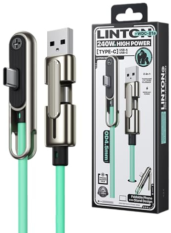 Cargador Invisible,Cable De Carga Rápida Lateral 240W con Doble Cabezal - Soporte Invisible 2 en 1 para Cargador y Cable | para Smartphones Tablets Electrónicos Viajes Aire Camping