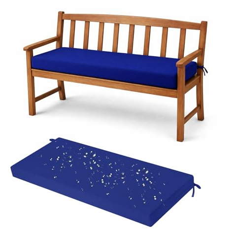 Genérico Cojin Banco Exterior Impermeable y cómodo, colchoneta Banco Jardin con Espuma de Alta Densidad, Antideslizante, fácil Limpieza y Funda Desmontable para terraza y jardín,Dark Blue,170x40x5cm