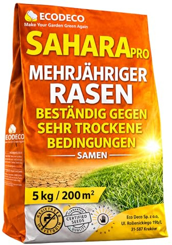 Semi per Prato Resistente 5kg per 200m² - Erba da Seminare - Crescita Rapida - 100% Graminacee Perenni - Ideale per Siccità e Zone Soleggiate