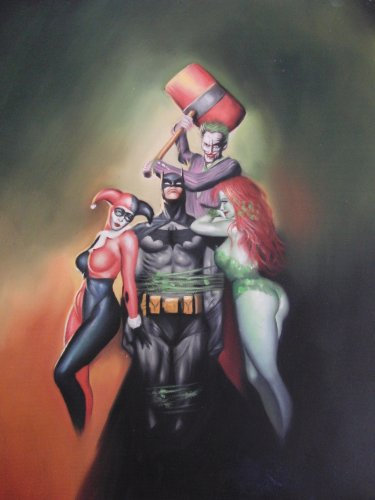 Batman Marteau Peinture à l'huile 30 x 20 peinte à la main pièce d'art, Ceci n'est pas une giclée, Poster ou Imprimé sur toile. Il s'agit d'une superbe restitution d'un Objet d'art classique. Expression et de texture sont Evident et c'est moins une Masse produite Poster et plus encore une œuvre d'art. encadré, mais sur toile Alone est également disponible.