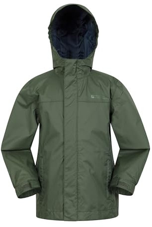 Mountain Warehouse Torrent Wasserdichte Kinderjacke - leichte Regenjacke für Kinder mit versiegelten Nähten, atmungsaktiv, für Mädchen und Jungen - zum Wandern Khaki Kinder 140 DE (9-10 Jahre)