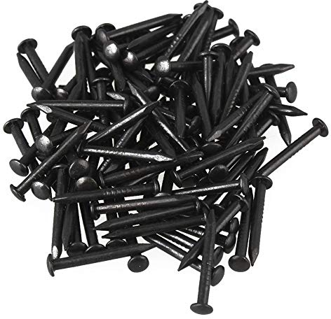 50-Stahlnägel, 15x1.5mm runder Kopf schwarze Nägel, für DIY-Kunsthandwerk mit Aufbewahrungsbox
