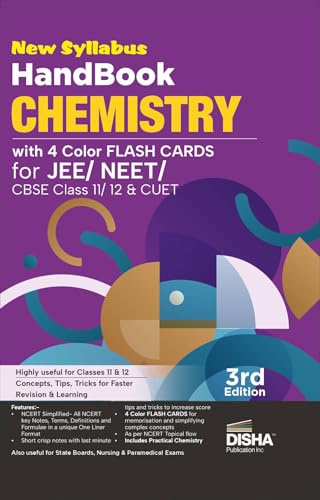 Disha New Syllabus HandBook Chemistry with 4 Color Flash Cards for JEE, NEET, CBSE Class 11/ 12 & CUET - 3rd Edition | NCERT in One Liner Format | Engineering, Medical, Nursing, Paramedical, XI & XII