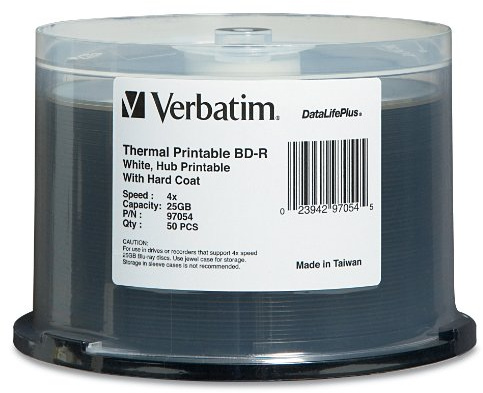 Verbatim 97054 Disque Vierge Blu-Ray BD-R 25 Go 5 pièce(s) - Disques Vierges Blu-Ray (BD-R, 25 Go, 120 mm, 40 année(s), 4X, Boîte à gâteaux)