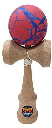 Bahama Kendama Crackle - Black Over White (Red/Blue)