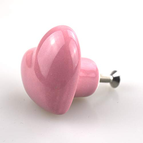 Yxtai 10 STÜCKE Herzförmigen Schublade Zieht Keramikknöpfe für Kabinett, Kinderzimmer Schublade, Kommode Schublade, mit Schraube, Rosa