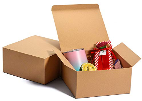 Switory 25pc Present Boxes with Lids, 20x20x10cm, Kraft Paper Gift Boxes for Crafting, Cupcake, Cardboard Bridesmaid Proposal Box,Brown Wedding Favor, Gift Ornaments, Easy Assemble Boxes | Bridesmaids Wedding Gift Box DIY and Crafts; Foldable Boxes for Gifts, Easy to Assemble