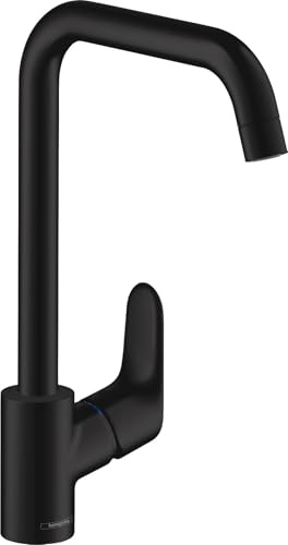 Hansgrohe Focus M41 Grifo monomando de cocina 260, 1 tipo de chorro, negro mate, 31820670