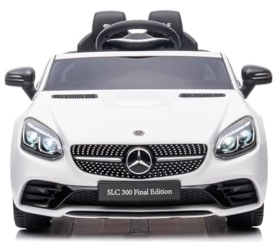 Macchina elettrica per Bambini Mercedes SLC 300 Final Edition Auto elettrica per bambini Ufficiale con Batteria 12v Telecomando 2.4 GHz Porte Apribili Mp3 Bianco