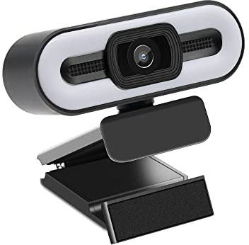 PIPRE Webcam Full HD de 1080p, luz de llenado Ajustable integrada y micrófonos con cancelación de Ruido Dual Q2, cámara Web de 1080P para PC, Escritorio, portátil.